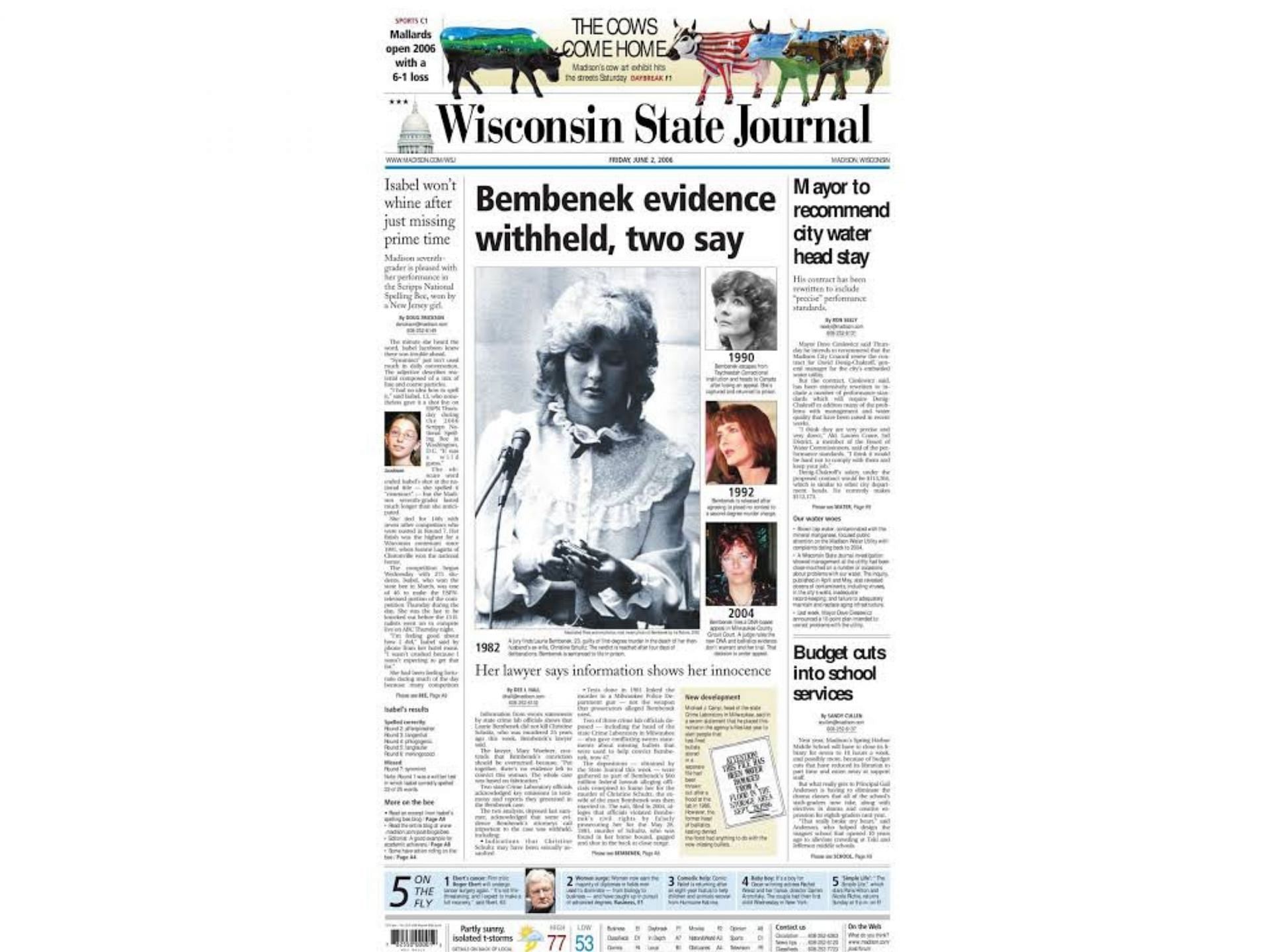 The front page of the Wisconsin State Journal (Image via Wisconsin State Journal Archives)